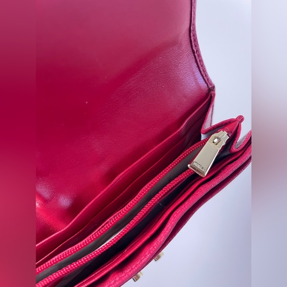 GUC Red FURLA Coated Leather Wallet Long - Picture 6 of 9